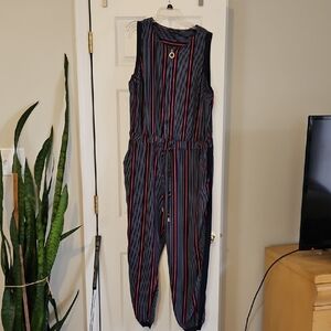 Tommy Hilfiger Navy and Red Striped Jumpsuit